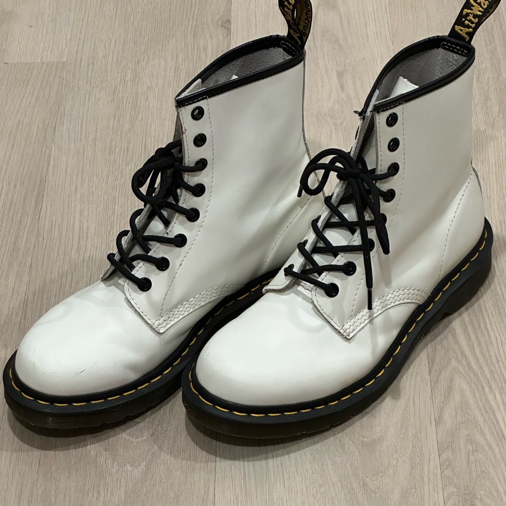 Dr. Martens White Boots with Black Accents